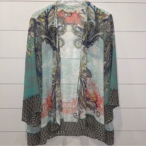 Soft Surroundings Muse Multicolor Paisley Kimono Womens Size 1X